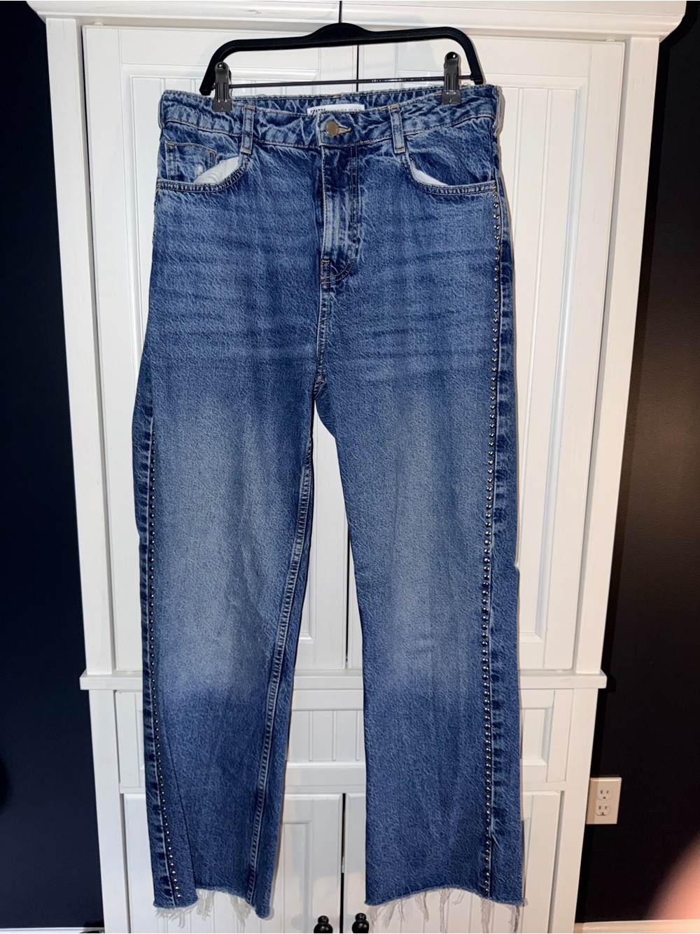 Zara Studded Blue Relaxed Women’s Jeans